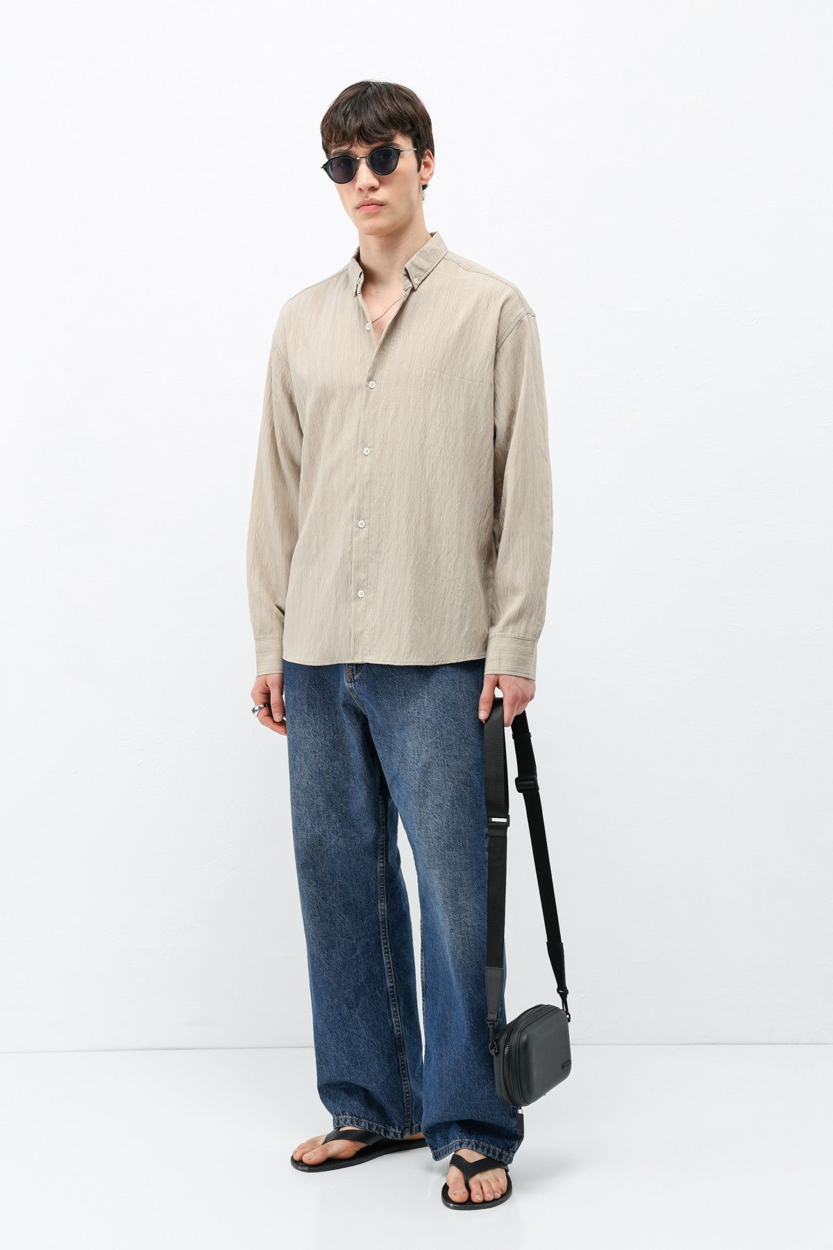 Çizgili Lyocell Kumaş Oversize Gömlek