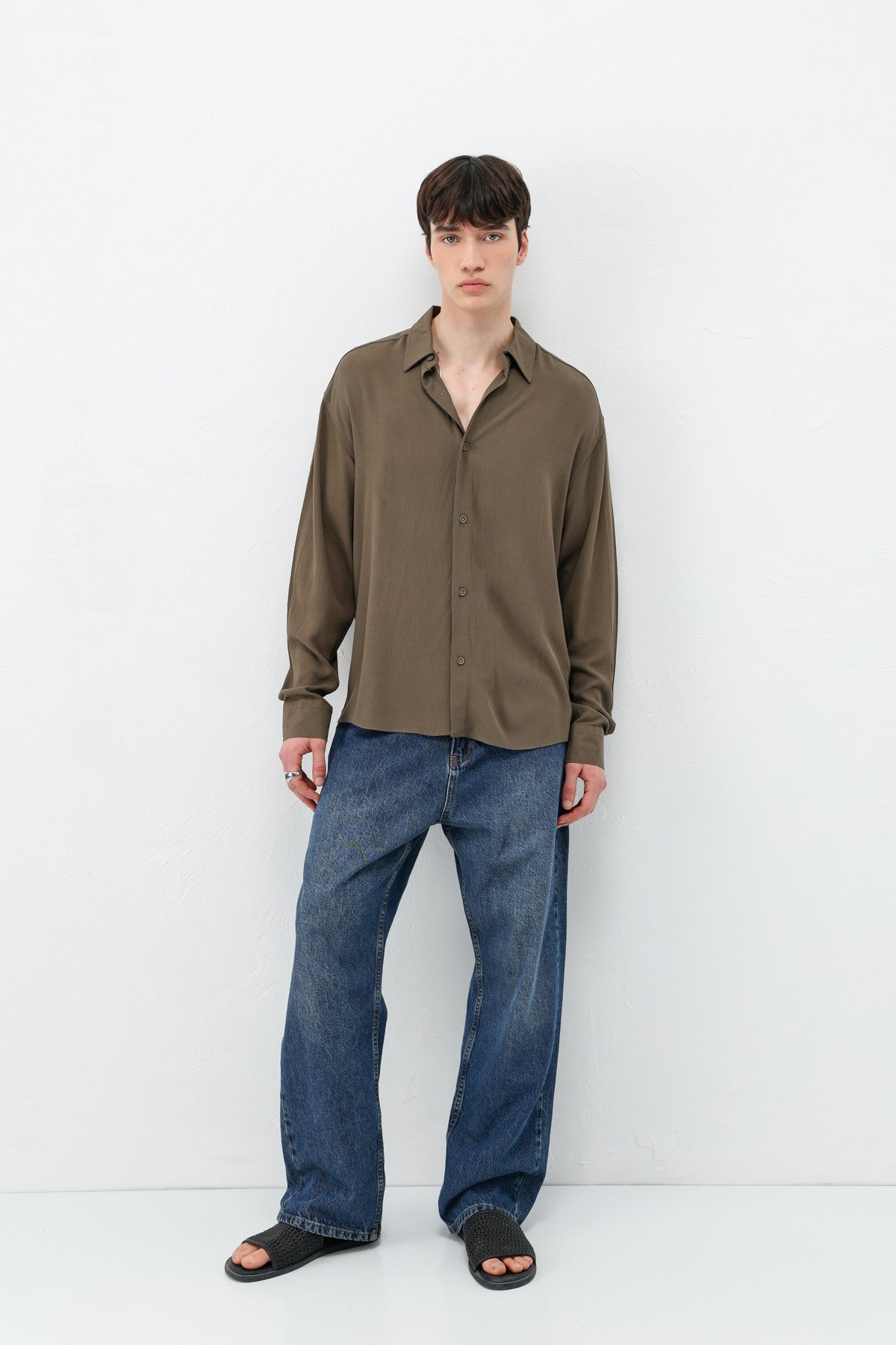 Hafif Dokulu Oversize Gömlek