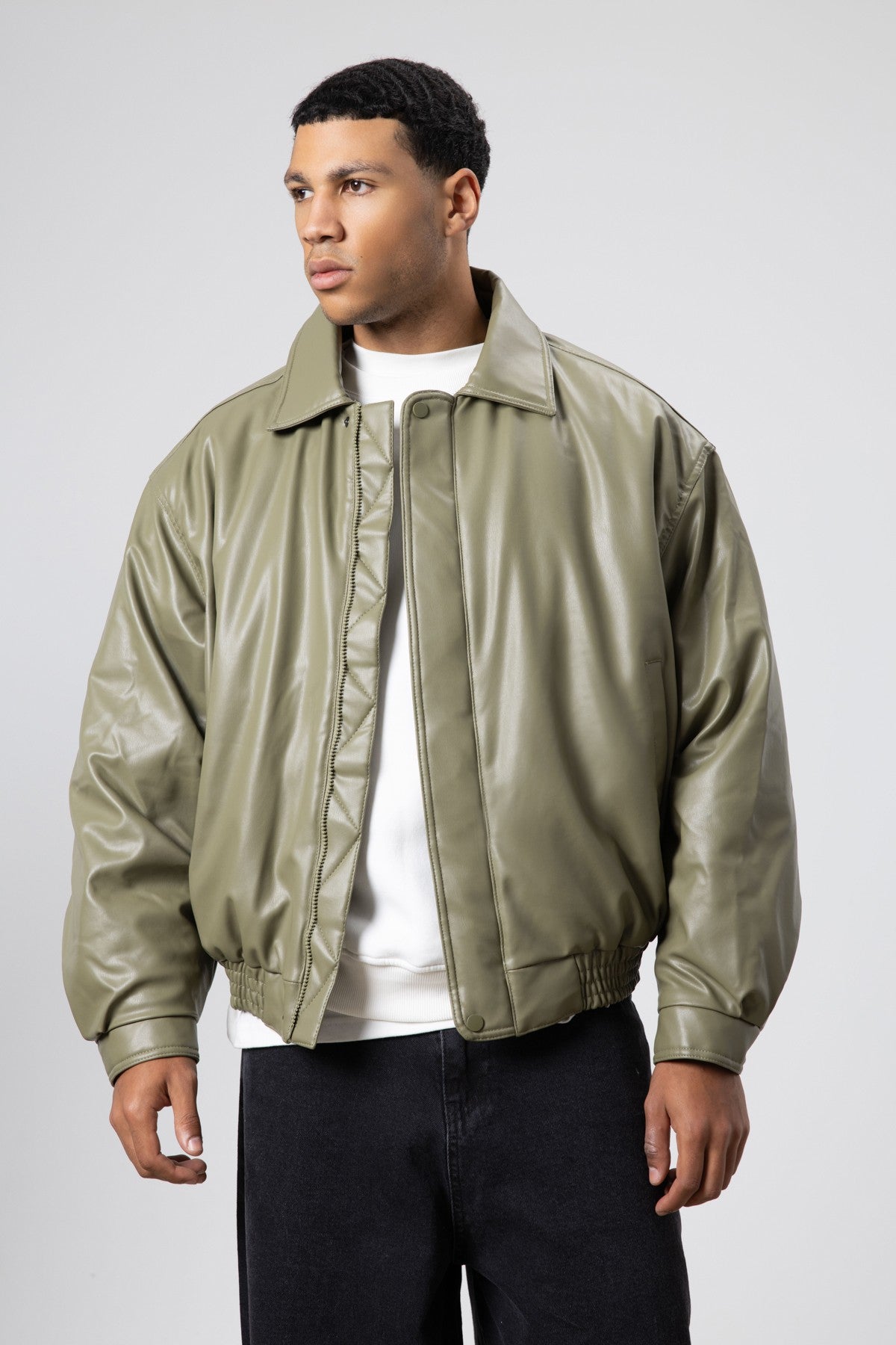 Basic Suni Deri Oversize Ceket