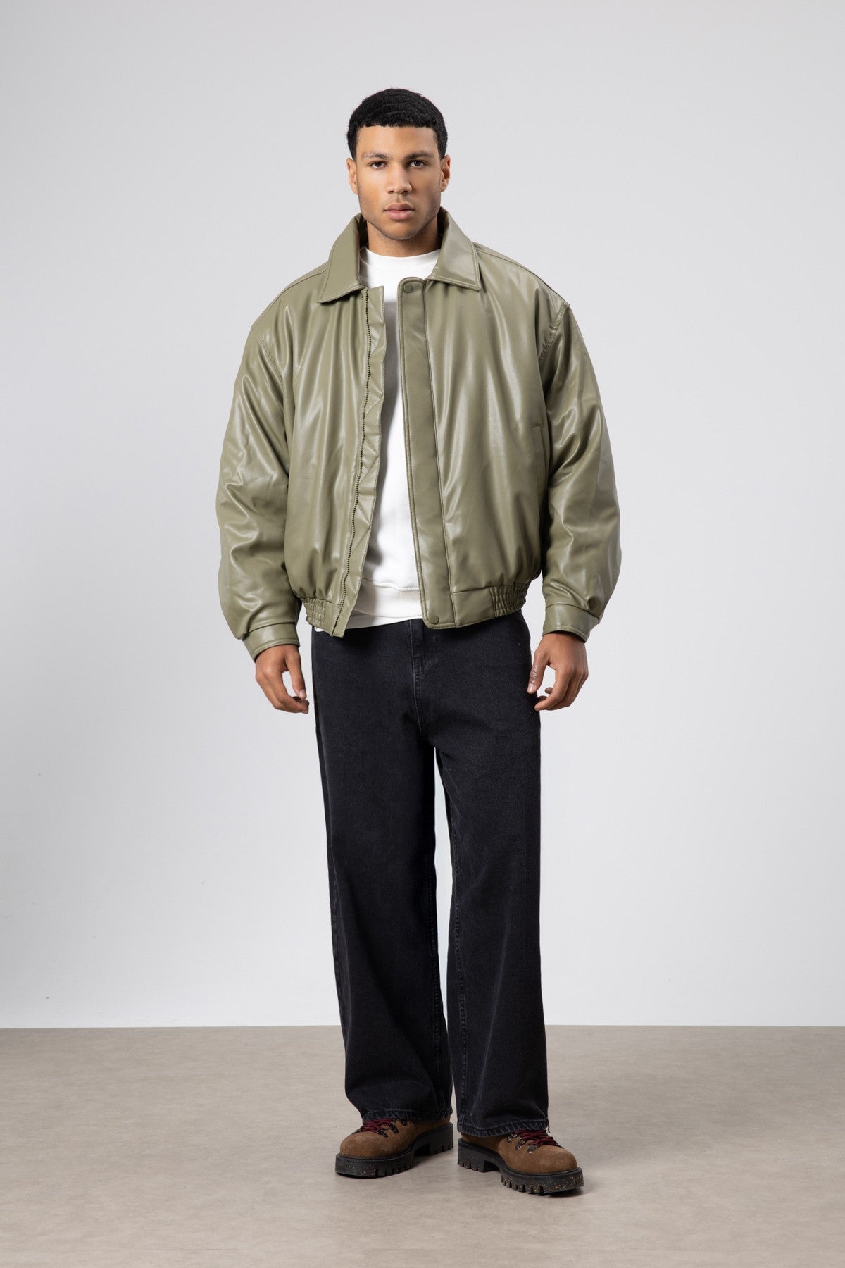 Basic Suni Deri Oversize Ceket