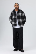 Oversize Peluş Ekose Ceket