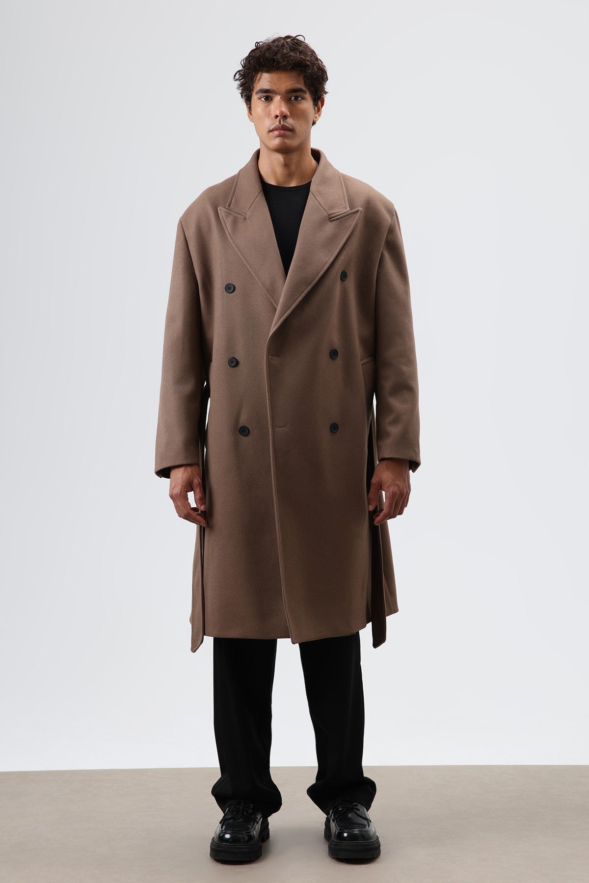Oversize Kruvaze Kaşe Kaban