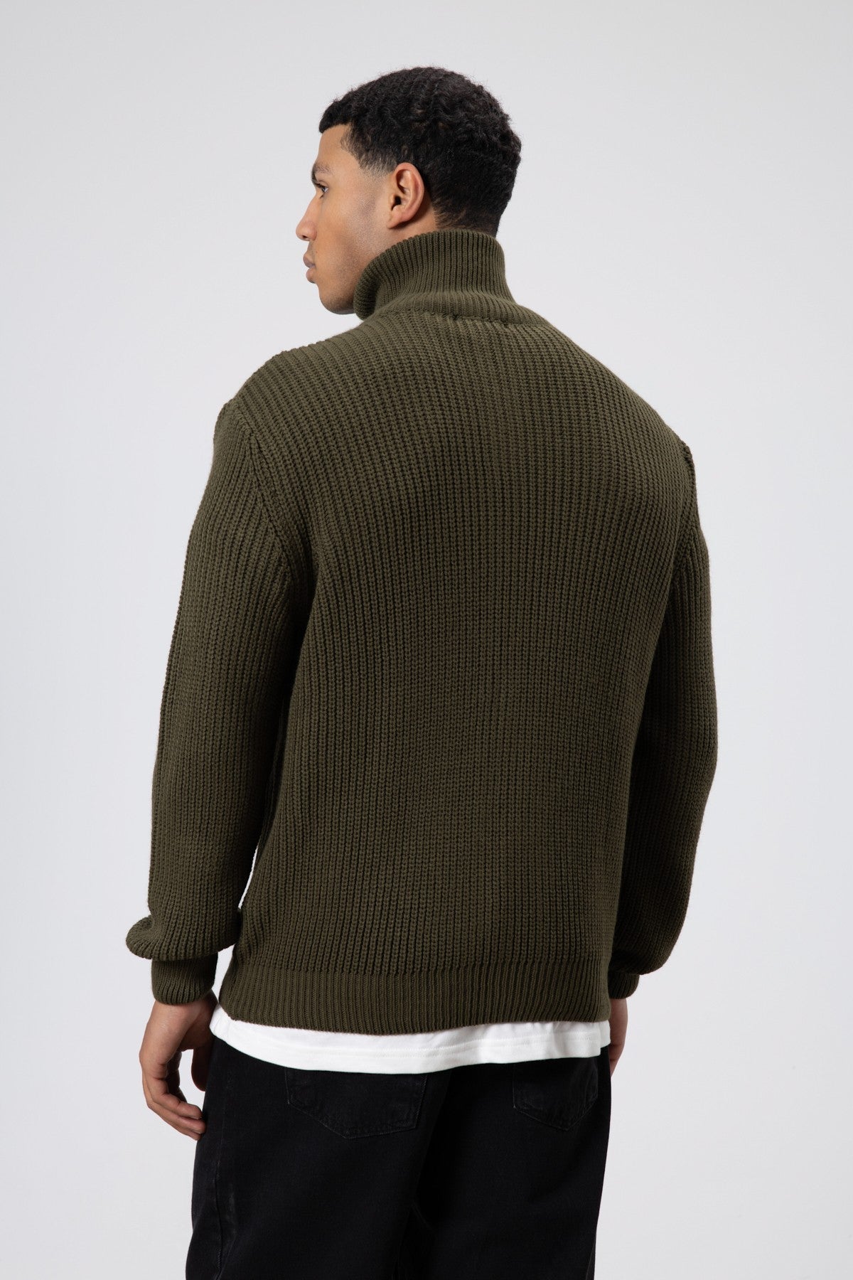 Oversize Fermuarlı Triko Hırka
