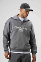Oversize Fermuarlı Yaka Sweatshirt