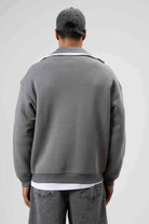 Oversize Fermuarlı Yaka Sweatshirt