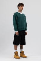 Bisiklet Yaka Cep Detaylı Oversize Sweatshirt