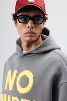 Oversize Baskılı Kapüşonlu Sweatshirt