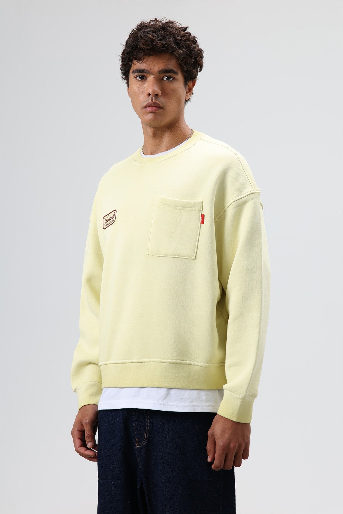 Oversize Bisiklet Yaka Cepli Sweatshirt