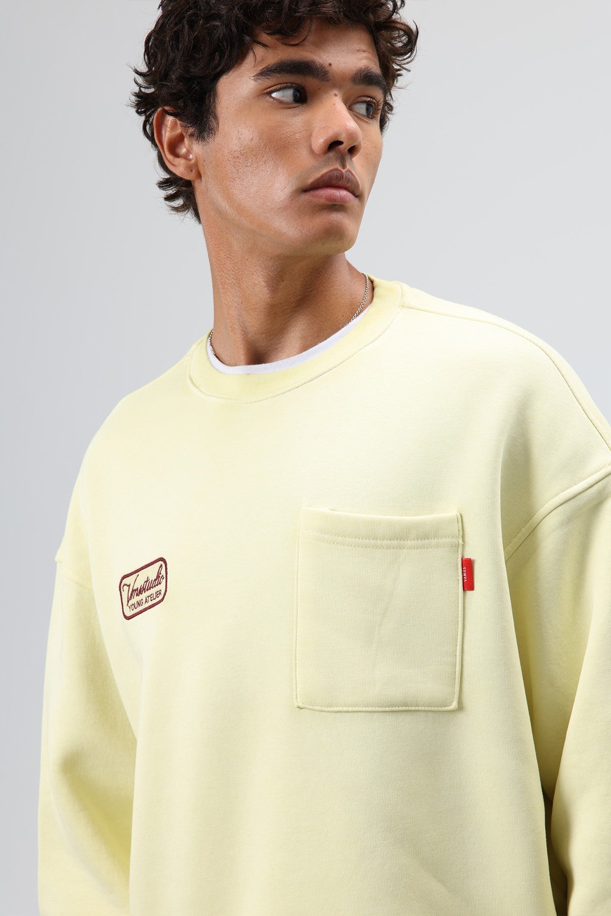 Oversize Bisiklet Yaka Cepli Sweatshirt