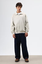 Yaka Fermuarlı Oversize Sweatshirt