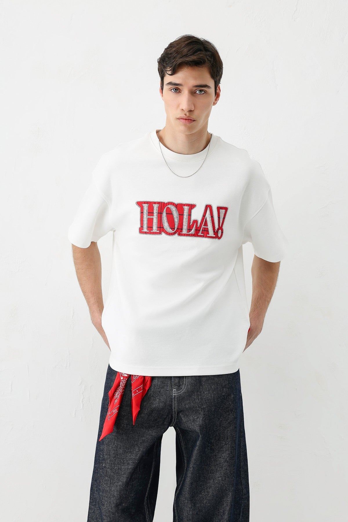 Yıkamalı Baskılı Oversize Tişört