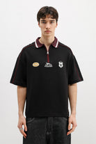 Fermuarlı Yaka Baskılı Oversize Tişört