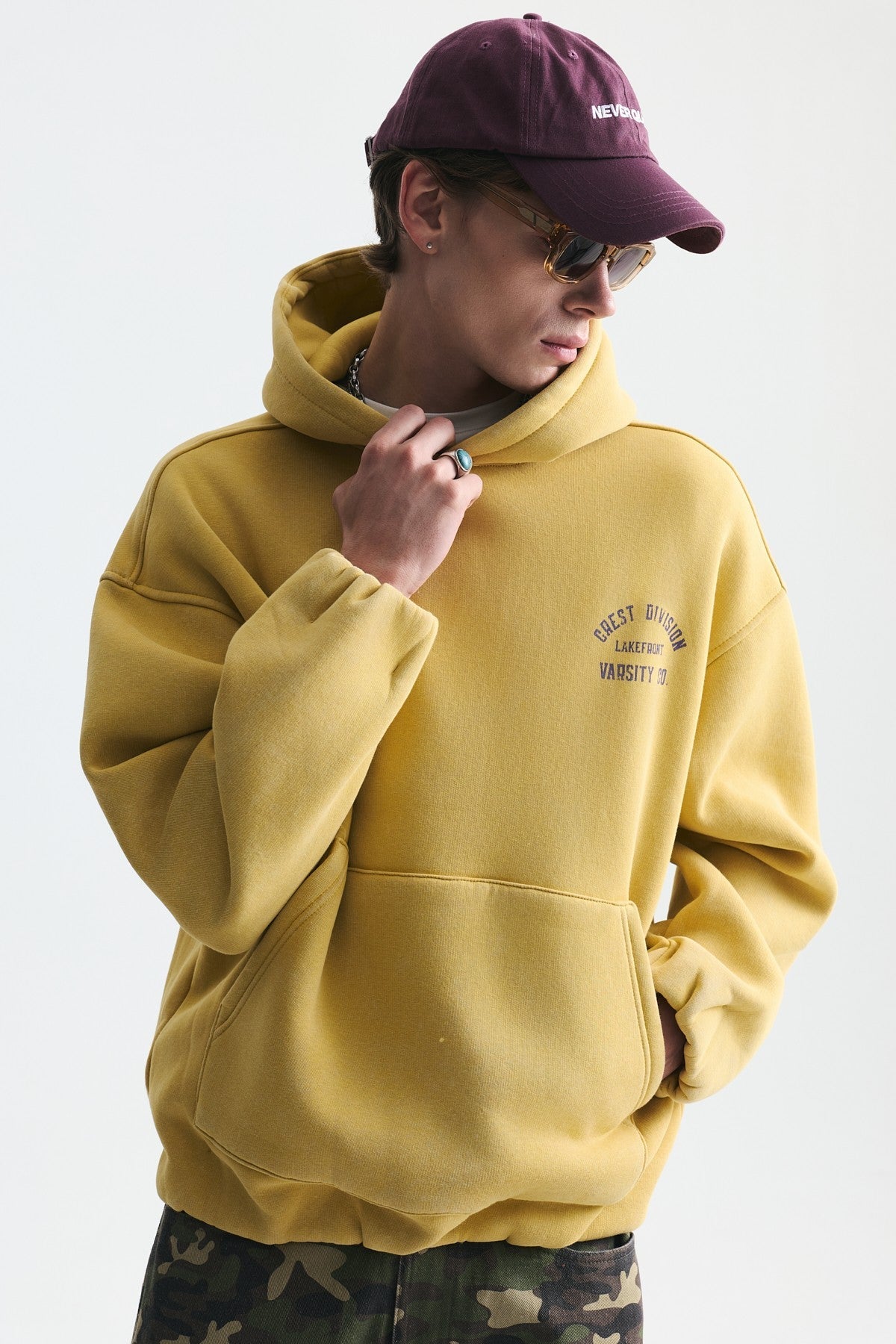 Oversize Baskılı Kapüşonlu Sweatshirt