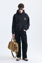 Boxy Fit Yazılı Kapüşonlu Sweatshirt