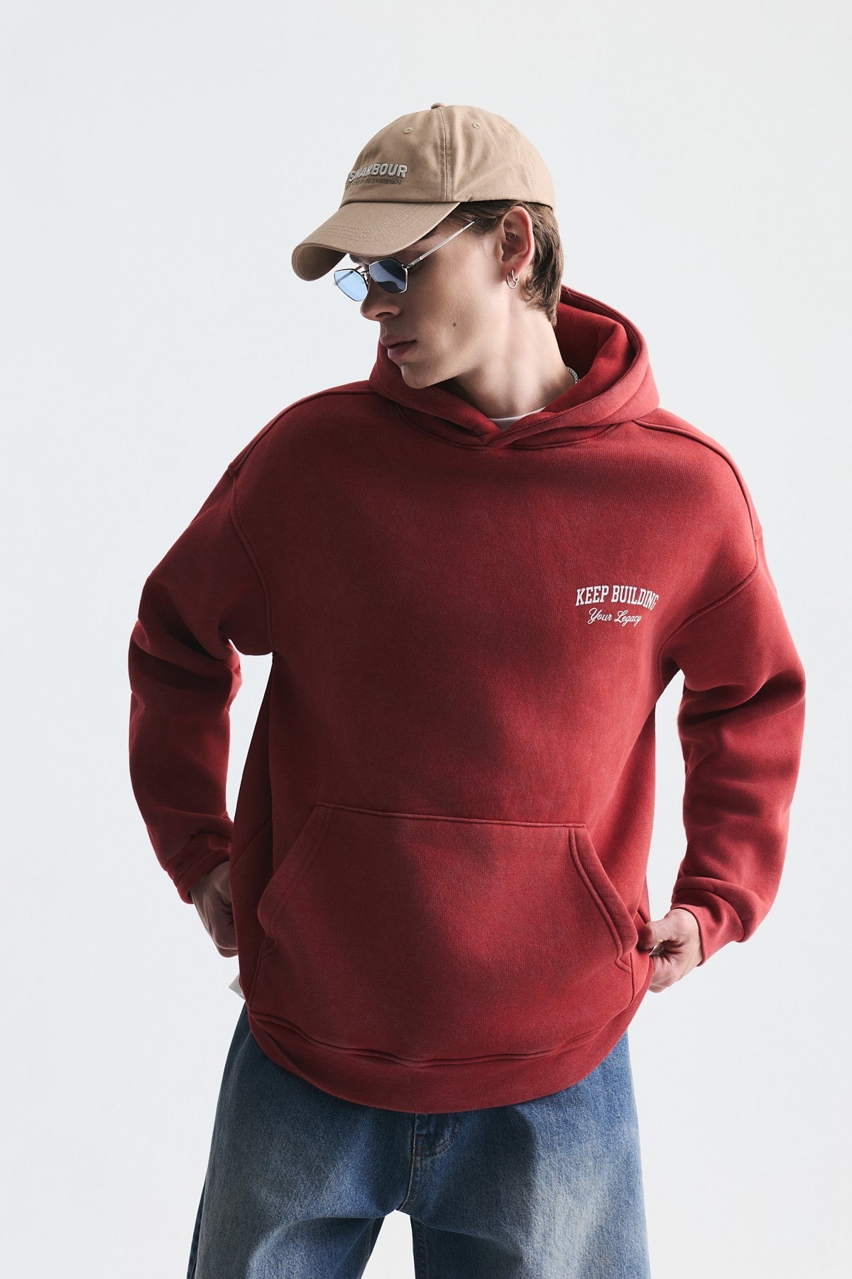 Oversize Yıkamalı Kapüşonlu Sweatshirt