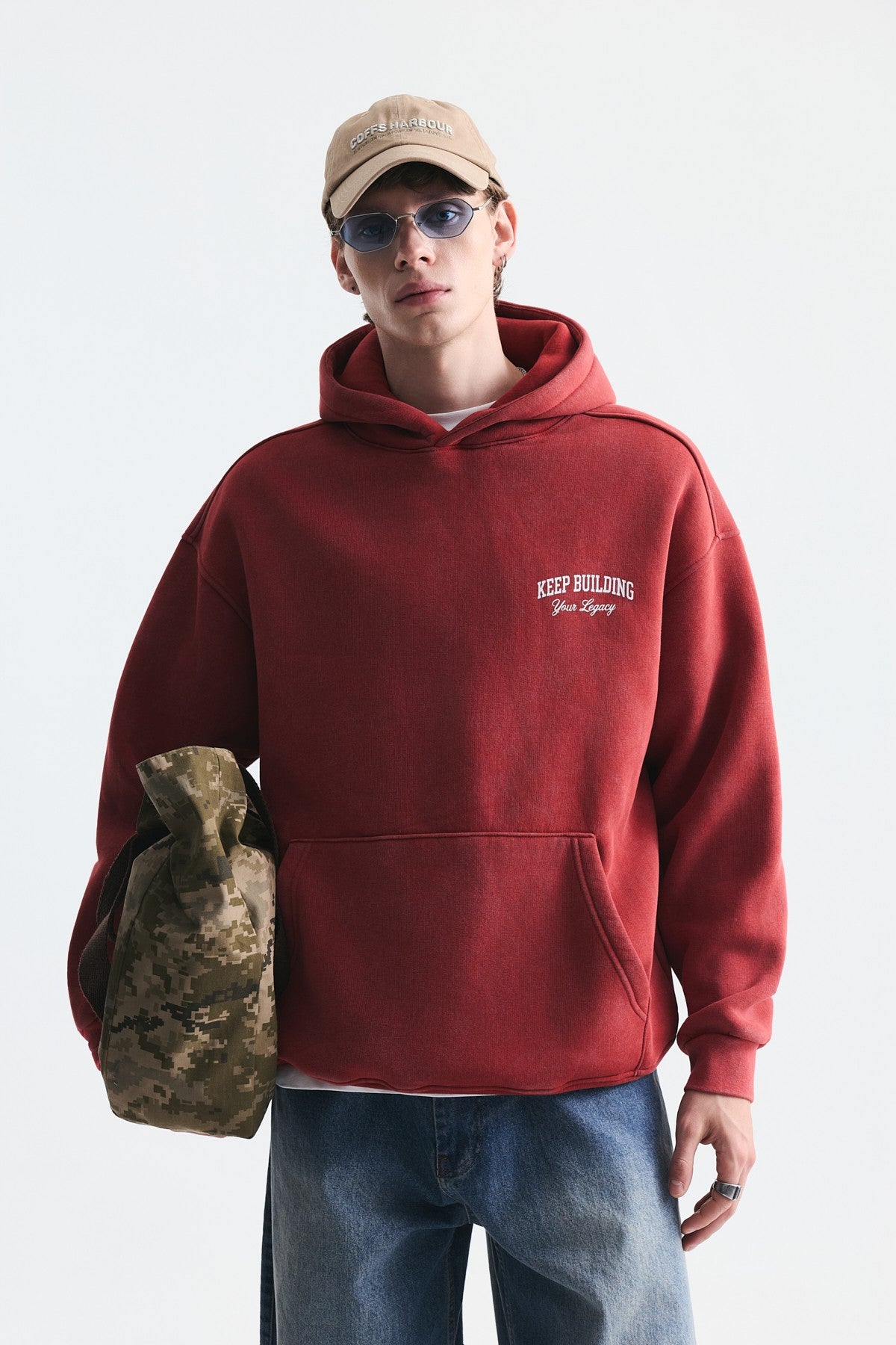 Oversize Yıkamalı Kapüşonlu Sweatshirt