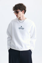 Overize Baskılı Bisiklet Yaka Sweatshirt