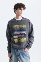 Oversize Yıkamalı Bisiklet Yaka Sweatshirt