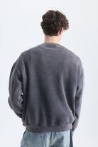 Oversize Yıkamalı Bisiklet Yaka Sweatshirt