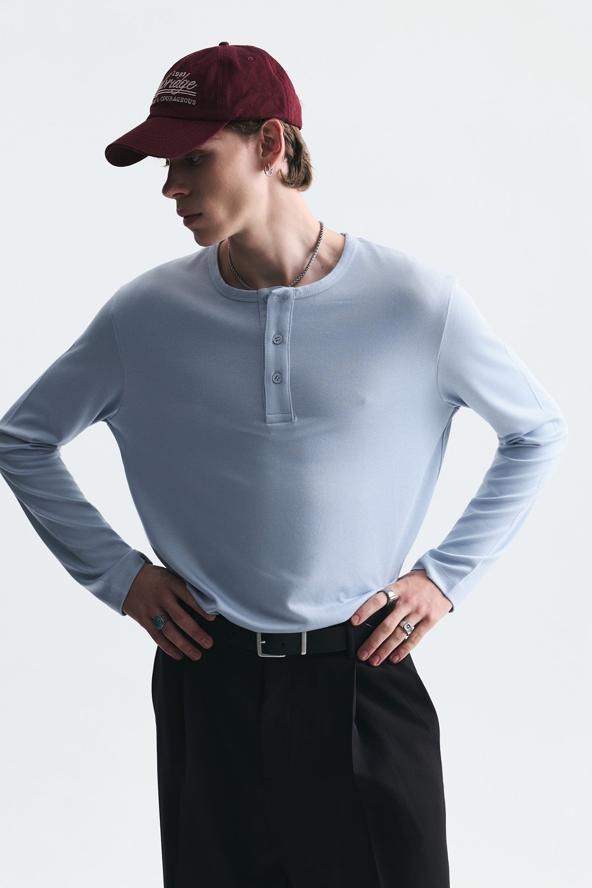 Relax Fit Düğmeli Yaka Tişört