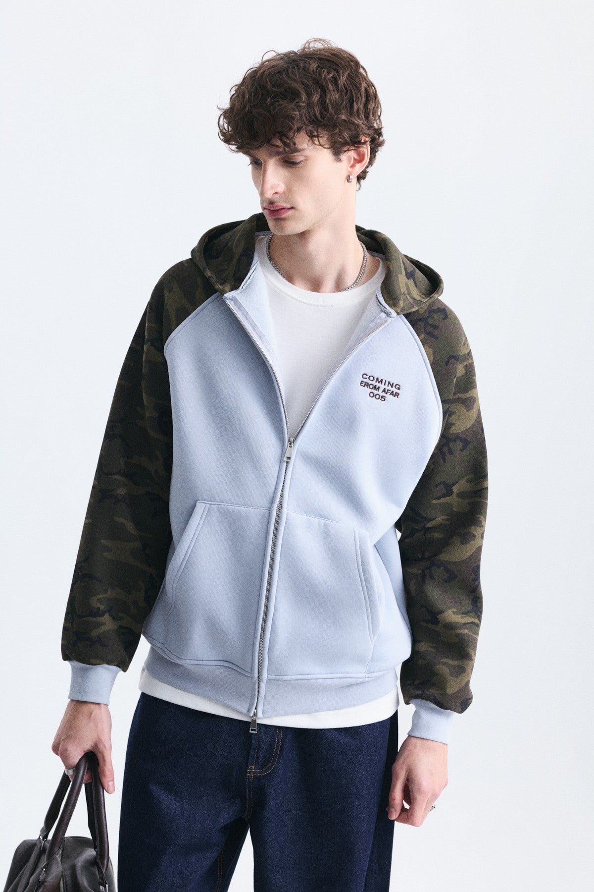 Kamuflaj Desenli Fermuarlı Sweatshirt