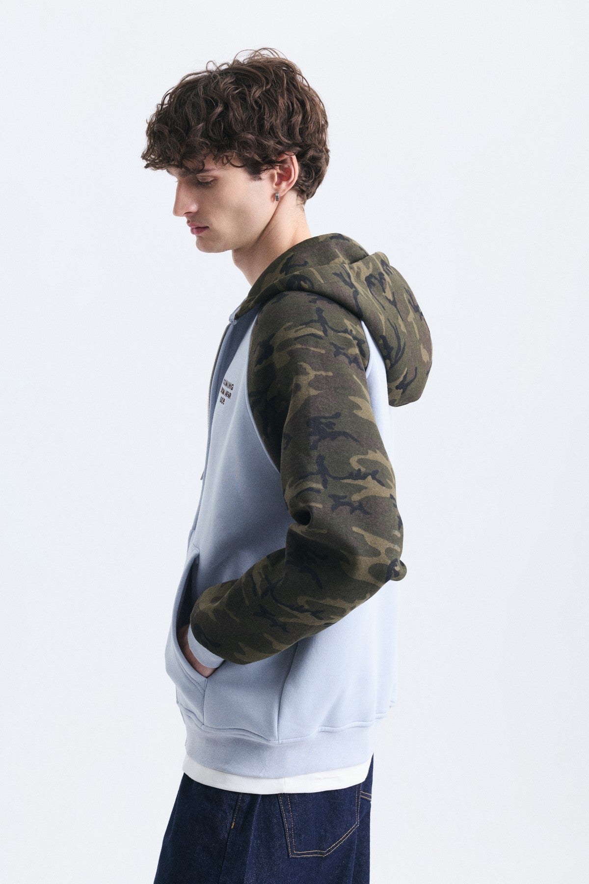 Kamuflaj Desenli Fermuarlı Sweatshirt