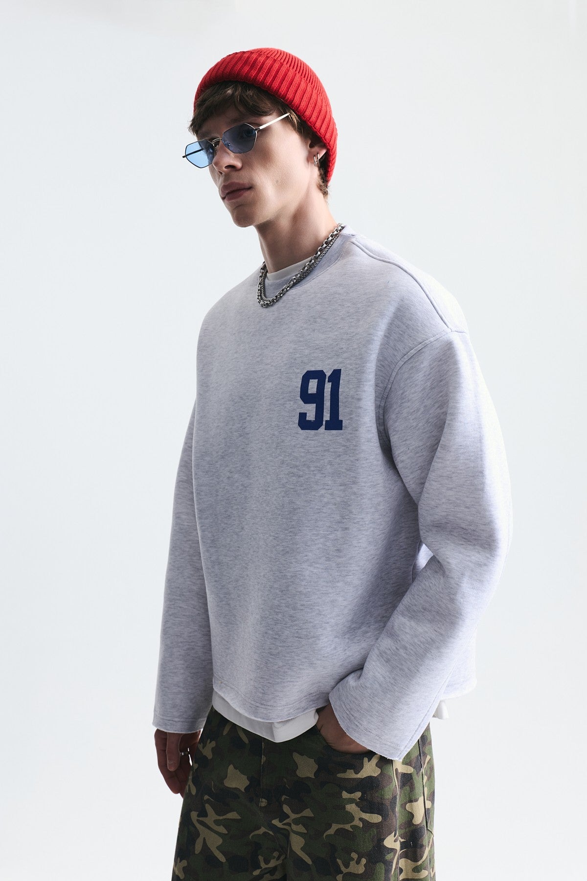 Oversize Baskılı Sweatshirt