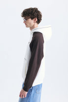 Renk Bloklu Kanguru Cepli Kapüşonlu Sweatshirt