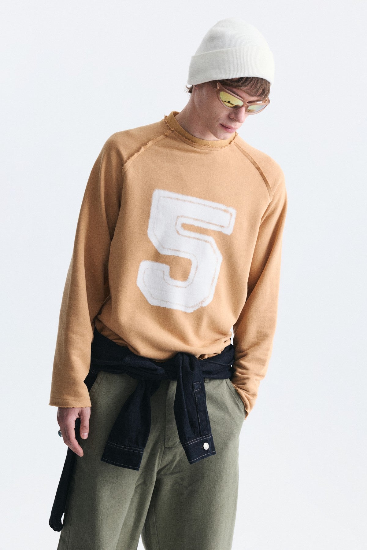 Oversize Rakam Baskılı Sweatshirt