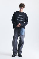 Boxy Fit Yazılı Sweatshirt