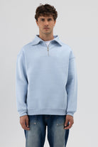 Basic Fermuarlı Dik Yaka Sweatshirt