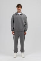 Oversize Fermuarlı Dik Yaka Sweatshirt