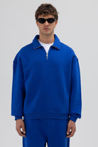 Oversize Fermuarlı Dik Yaka Sweatshirt