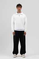 Oversize Fermuarlı Dik Yaka Sweatshirt