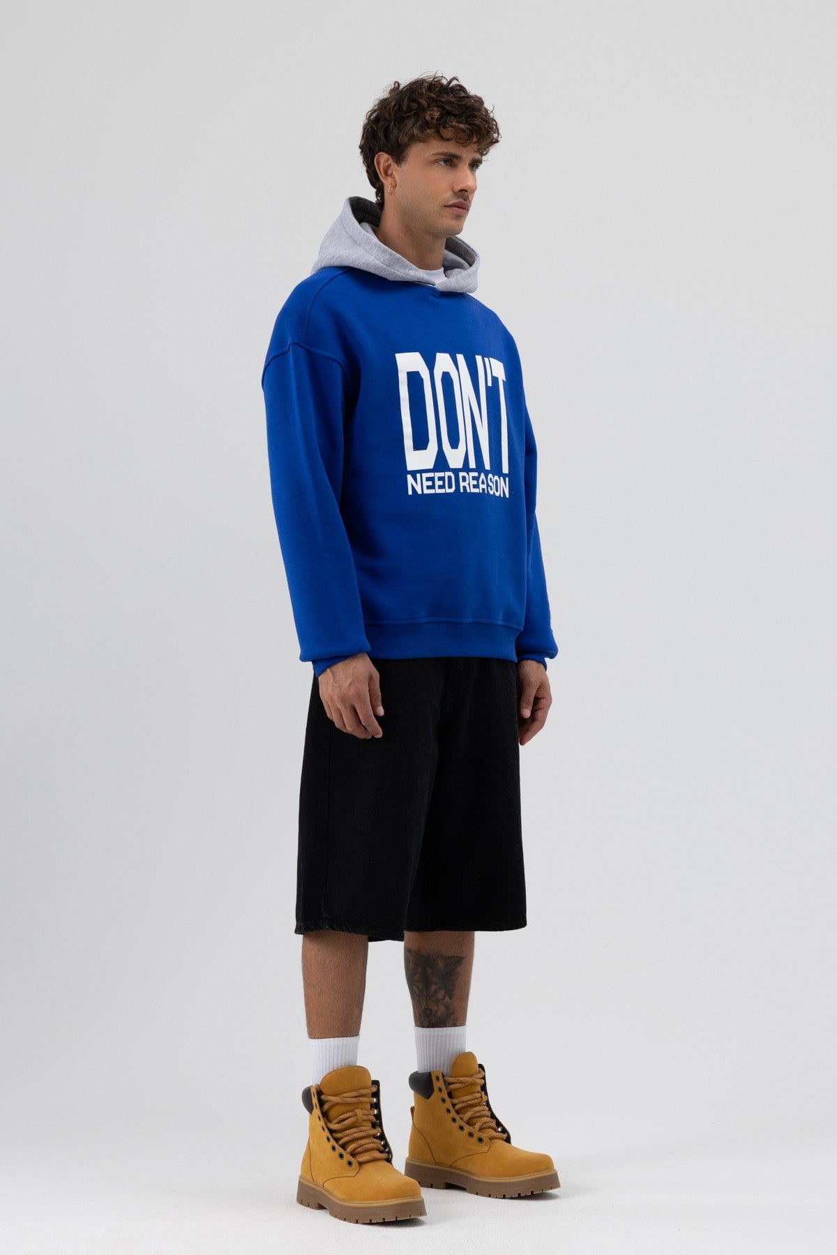 Çift Renk Baskılı Oversize Sweatshirt