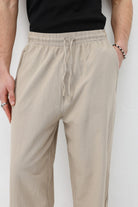 Bel Lastikli Baggy Fit Keten Pantolon