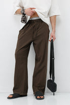 Bel Lastikli Baggy Fit Keten Pantolon