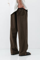 Bel Lastikli Baggy Fit Keten Pantolon