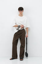 Bel Lastikli Baggy Fit Keten Pantolon