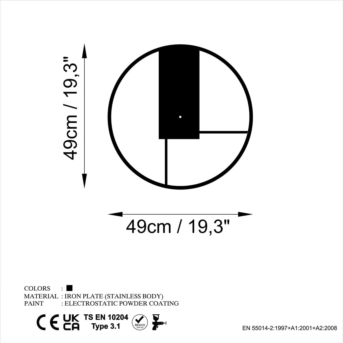 Watch-055 Dekoratif Metal Duvar Saati 