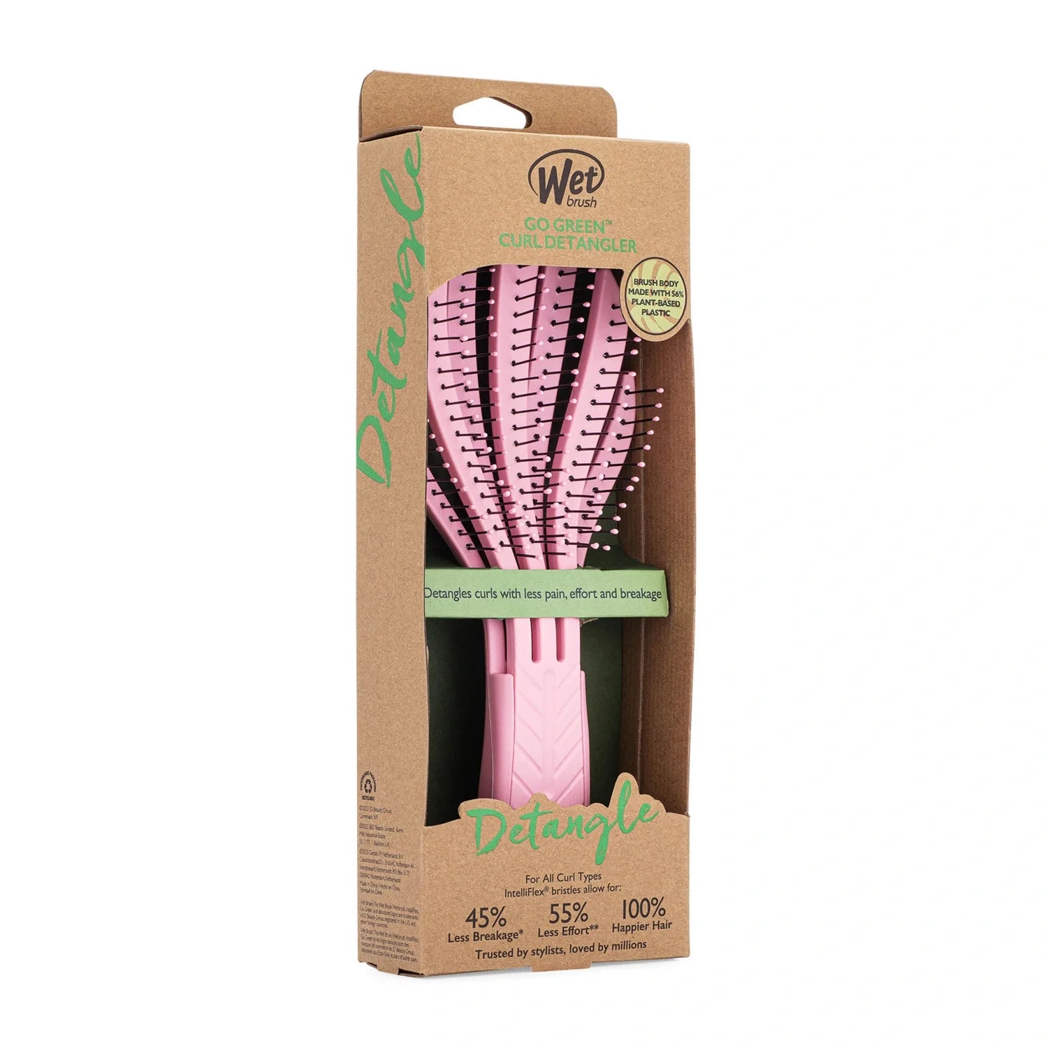 Wet Brush Go Green Kıvırcık Saçlara Özel Dolaşık Açıcı Saç Fırçası Pembe