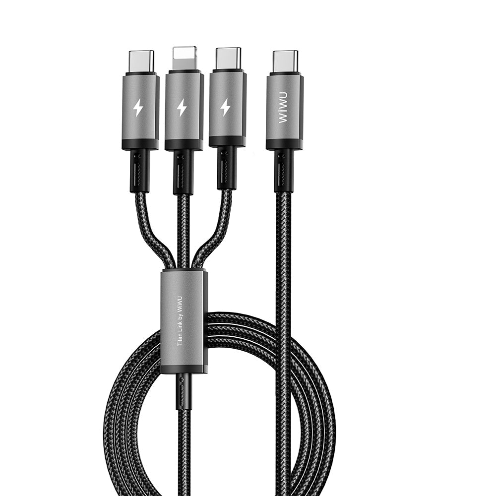 Wi-C060 Titanlink 3In1 Type-C To Lightning Örgülü Şarj Kablosu 60W 1.2M