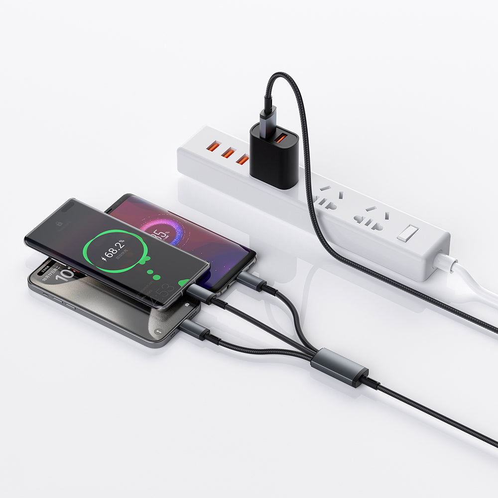 Wi-C060 Titanlink 3In1 Type-C To Lightning Örgülü Şarj Kablosu 60W 1.2M