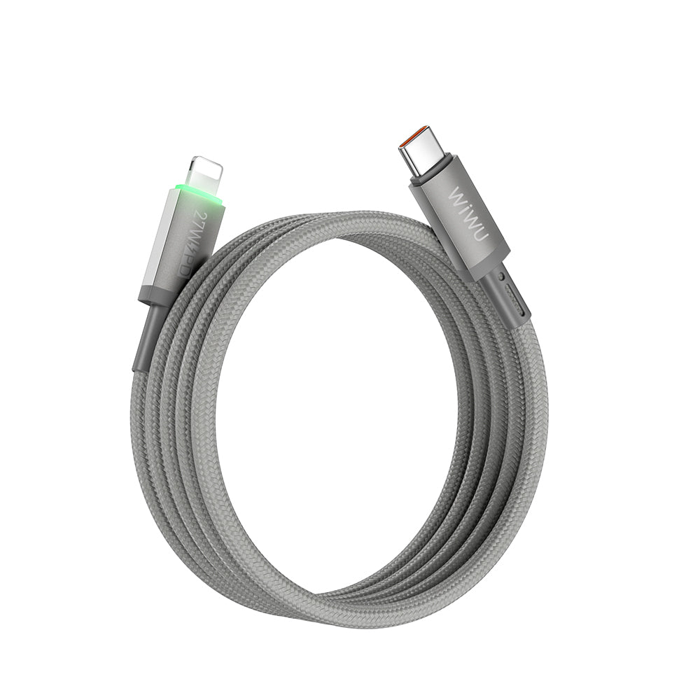 Wi-C083 Maglink Işıklı Magnetik Type-C To Lightning 27W Hızlı Şarj Kablosu 1M