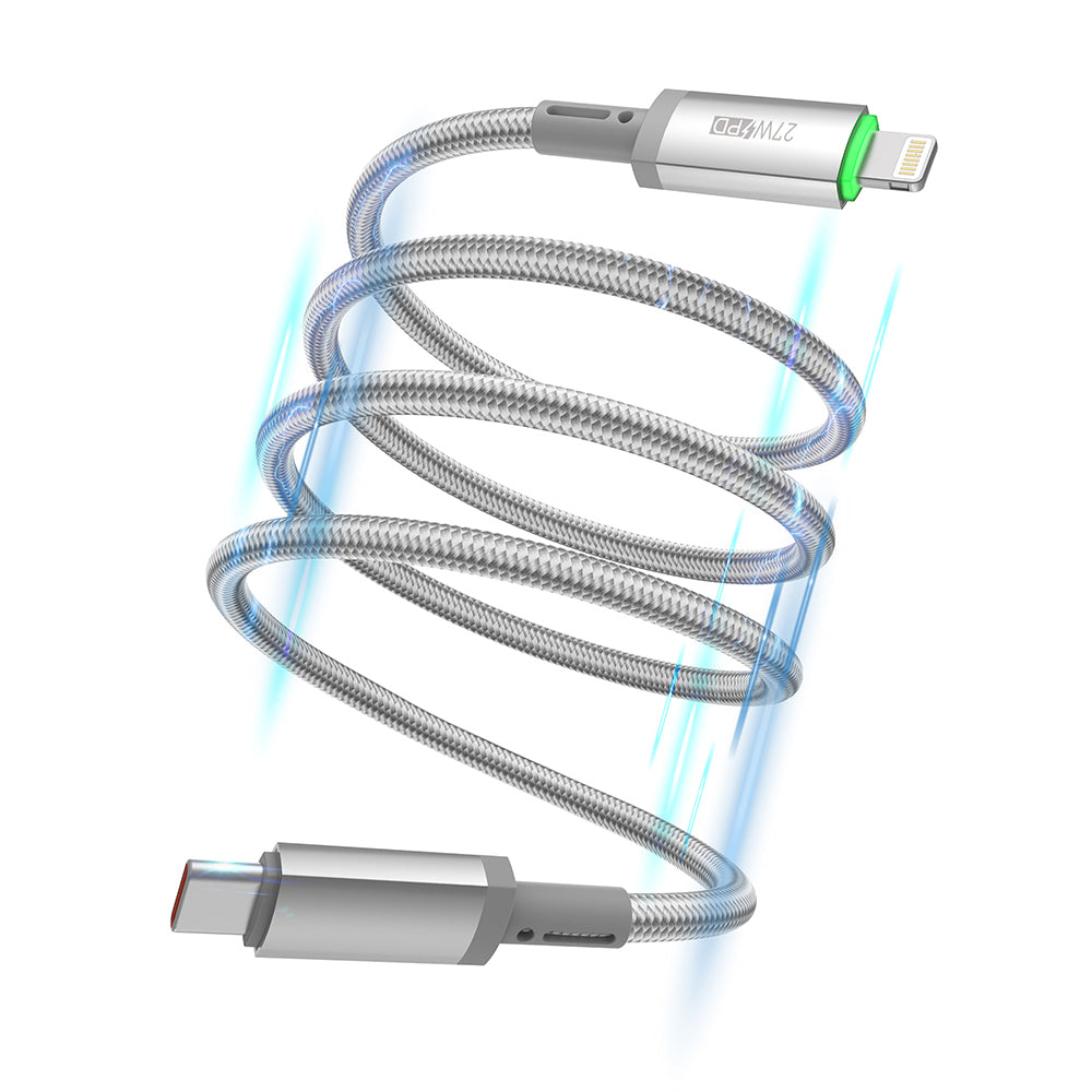 Wi-C083 Maglink Işıklı Magnetik Type-C To Lightning 27W Hızlı Şarj Kablosu 1M