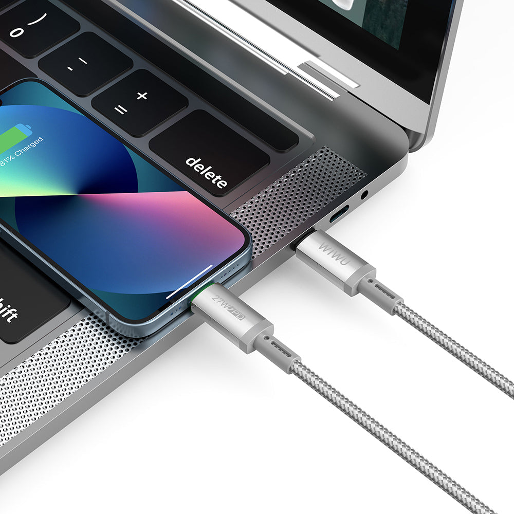 Wi-C083 Maglink Işıklı Magnetik Type-C To Lightning 27W Hızlı Şarj Kablosu 1M
