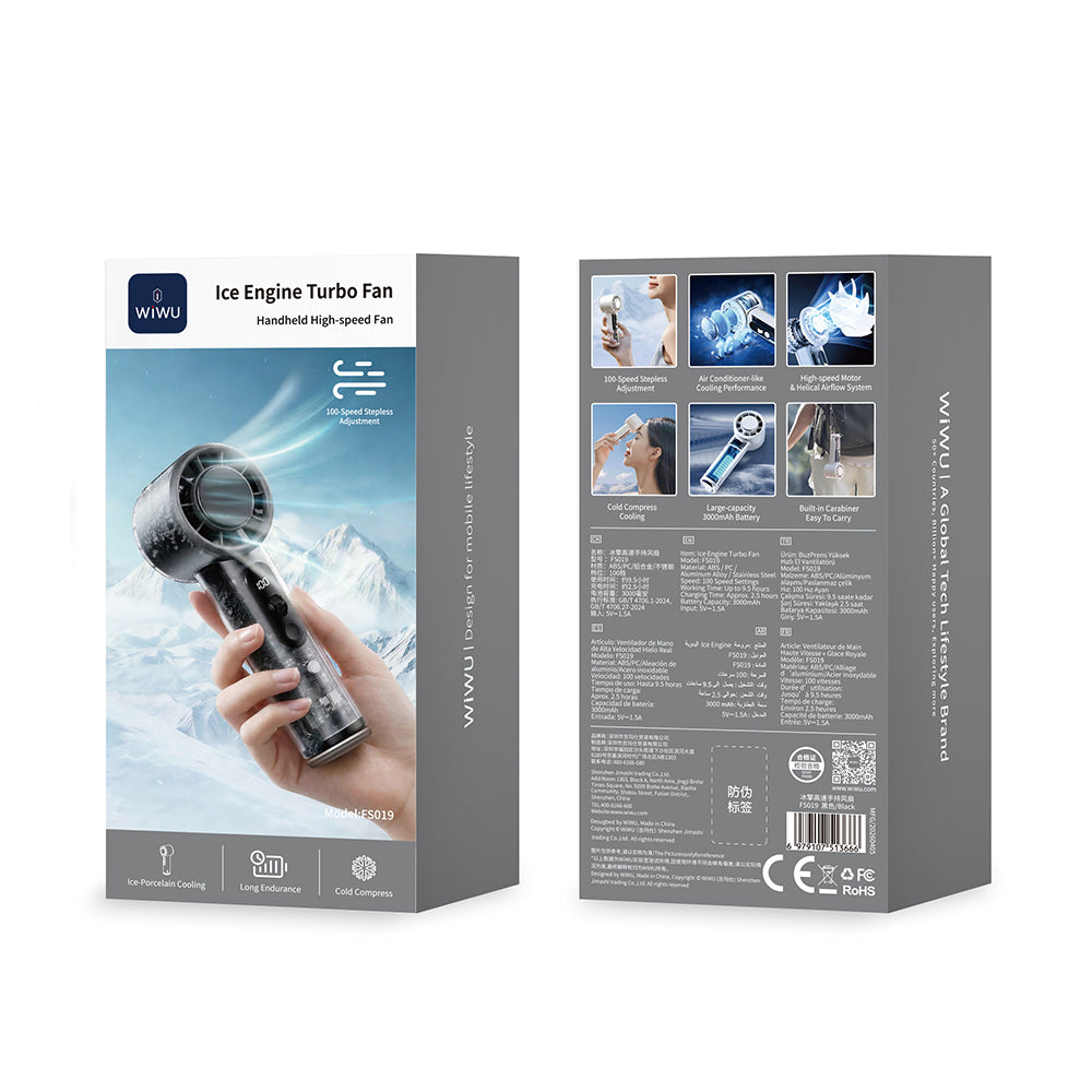 Wi-Fs019 Ice Engine Turbo 100 Kademeli Led Göstergeli Soğutucu El Fanı