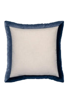 22 Maggio Istanbul-Bicolore Mavi Kadife Kenarlı Keten Yastık 50x50 cm-Yastık-4-Milagron.com