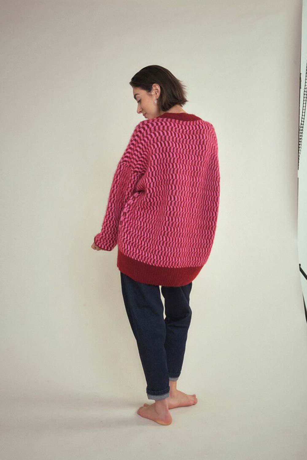 American Vintage-Gilet MI-Long ML COL V Boutonne-Kazak & Triko-4-Milagron.com