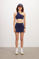 Anais & Margaux-One Shoulder Navy Blue Sports Bra-Activewear-2-Milagron.com